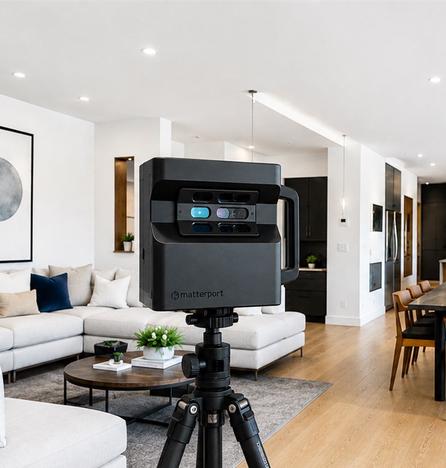 Caméra 360° Matterport dans un séjour